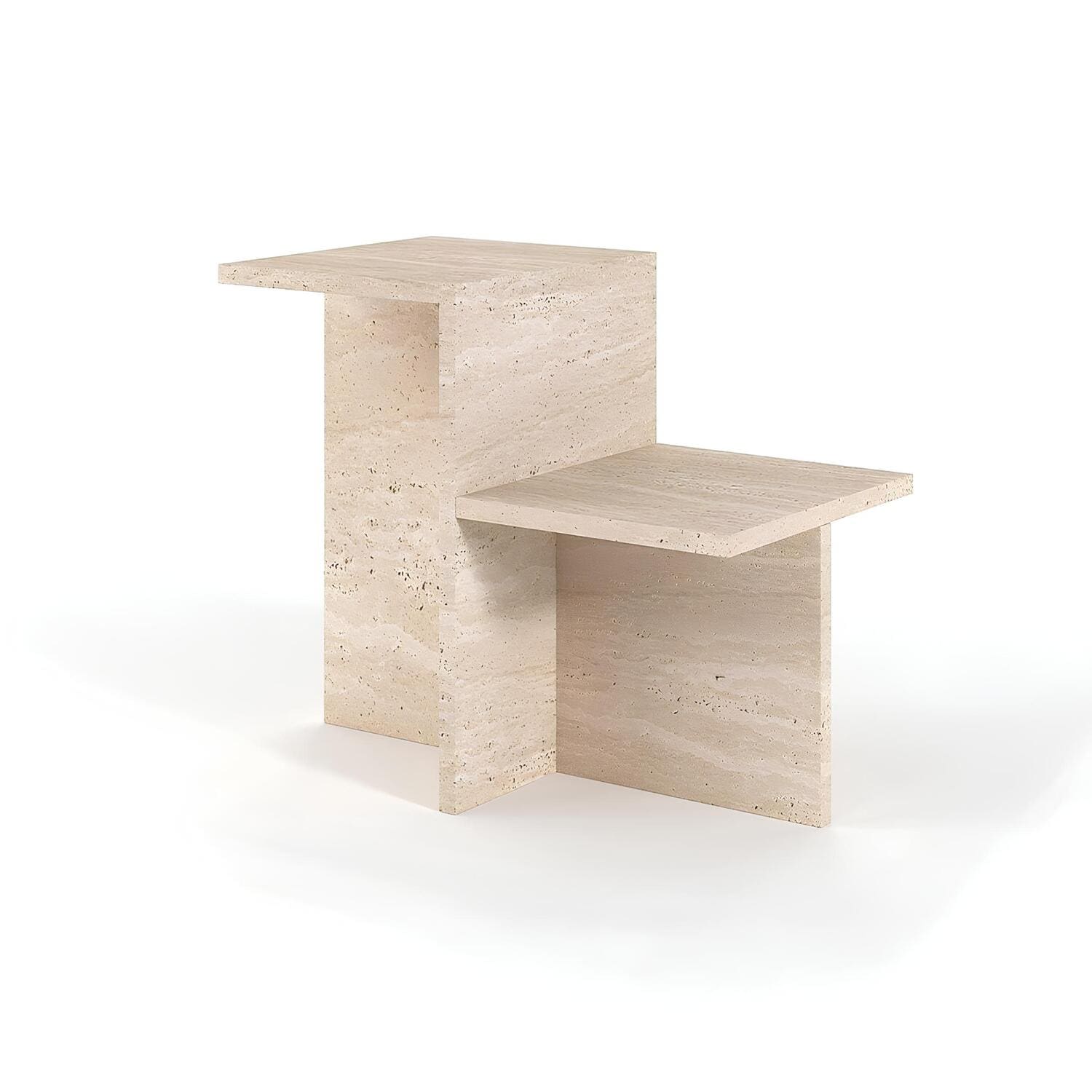 Travertin Bijzettafel Asymmetrisch Gevormd | Celvoux