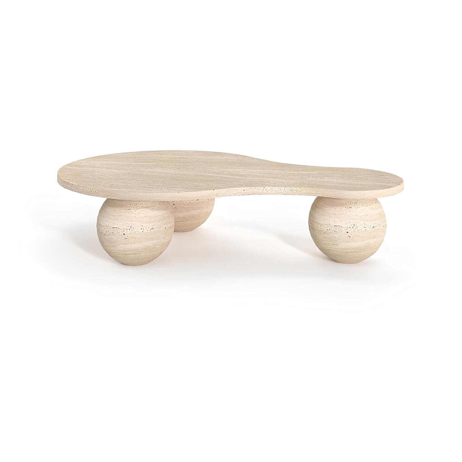 Travertin Salontafel Ovaal 3 Bolle Poten | Serava