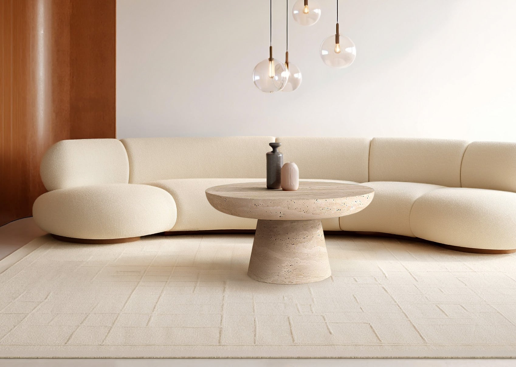 Travertin Salontafel Rond Kegelvormig Poot | Rheinel