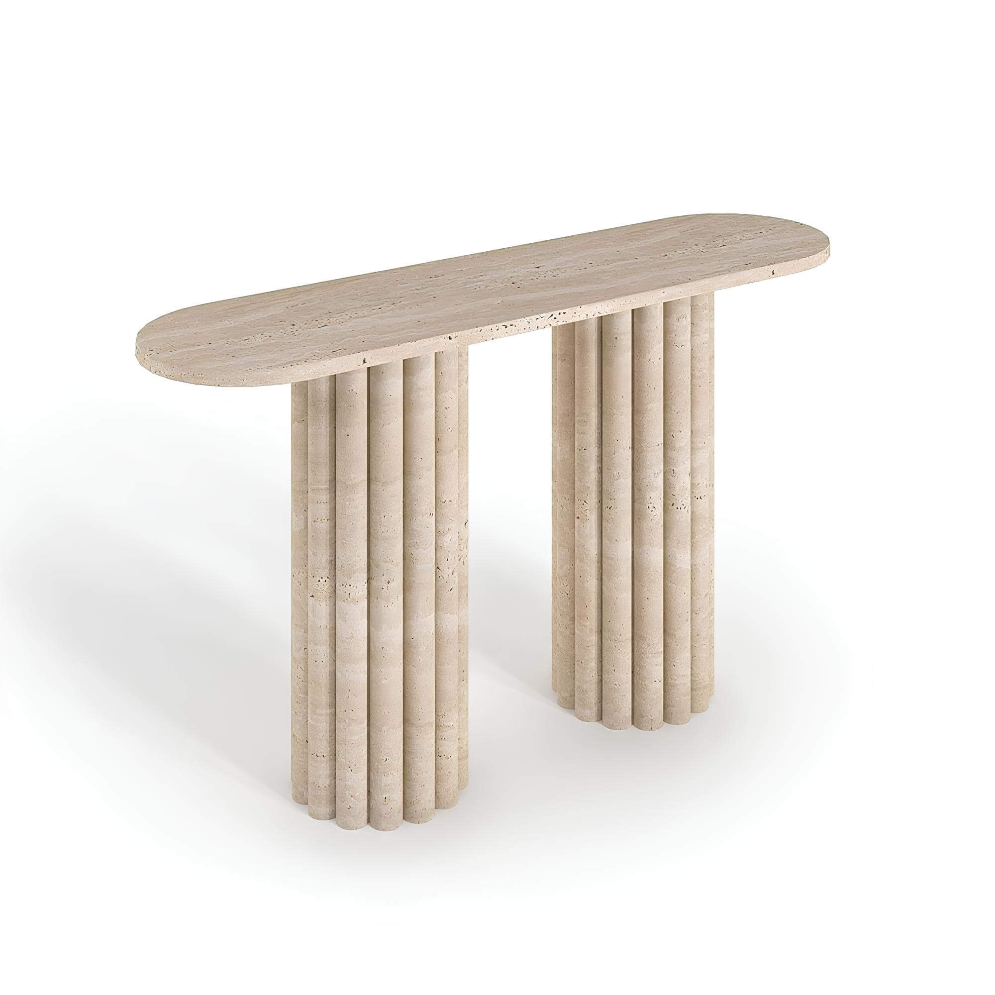 Travertin Wandtafel Twee Geribbelde Zuilen | Vintra