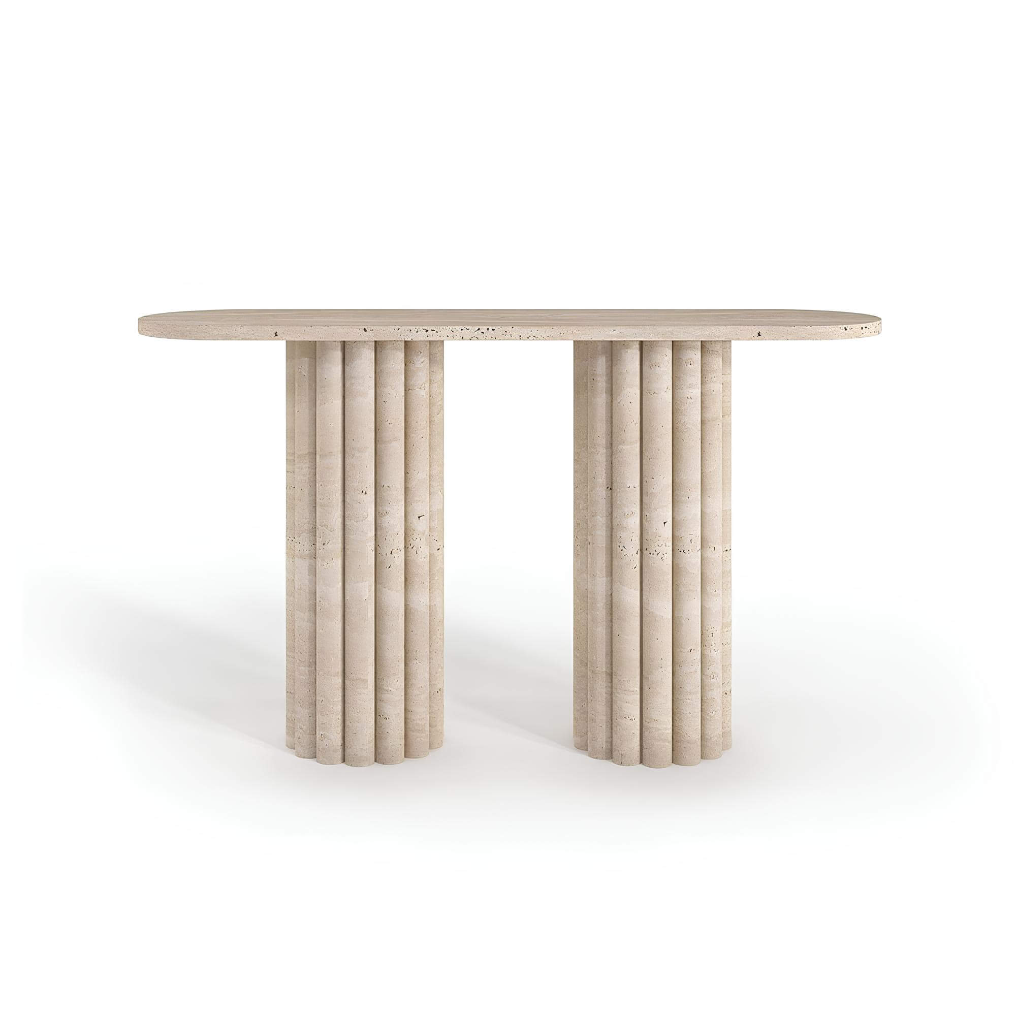 Travertin Wandtafel Twee Geribbelde Zuilen | Vintra