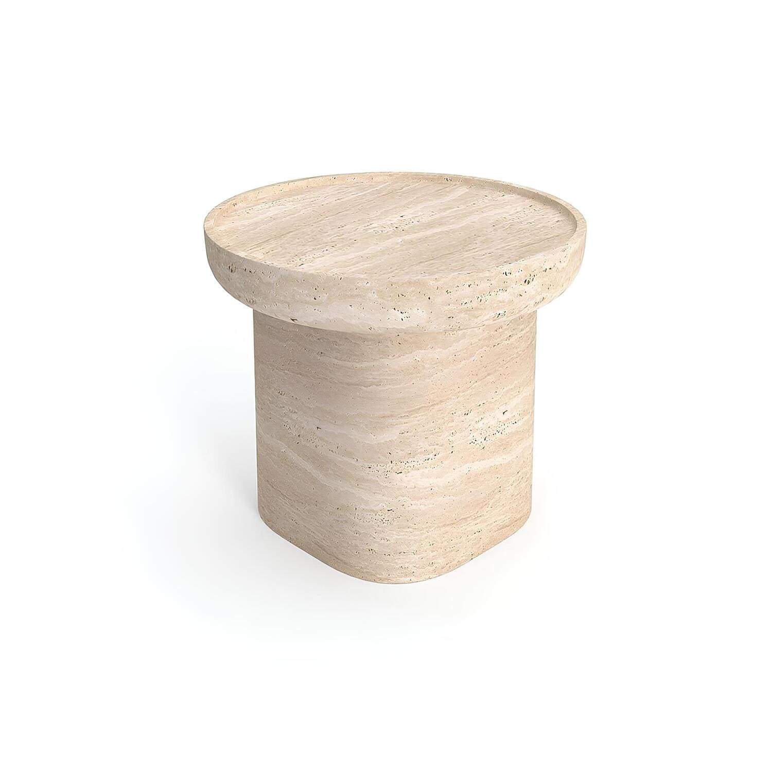 Travertin Bijzettafel Subtiele Rand | Vialto 