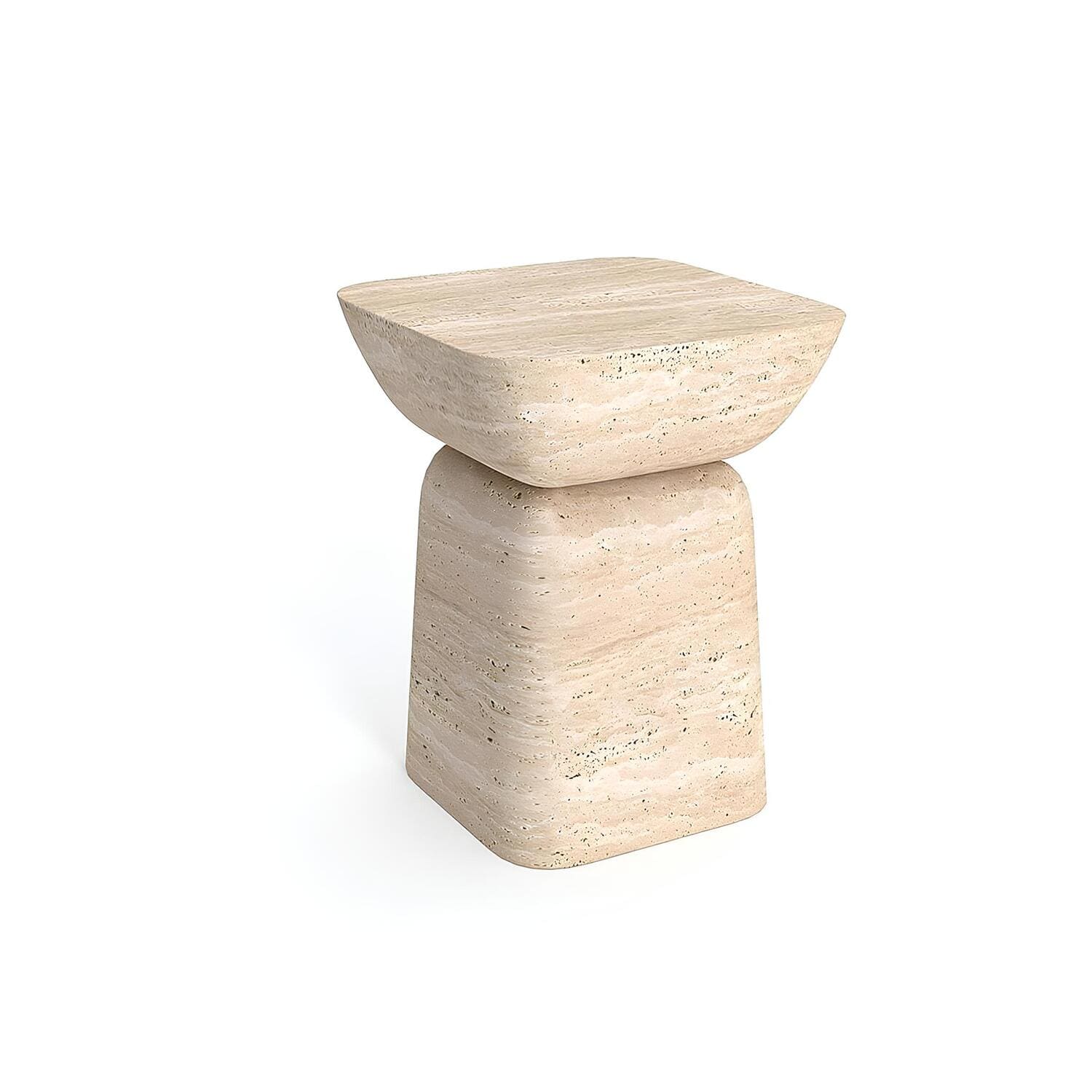 Travertin Bijzettafel Uitlopend Blad | Zinala 