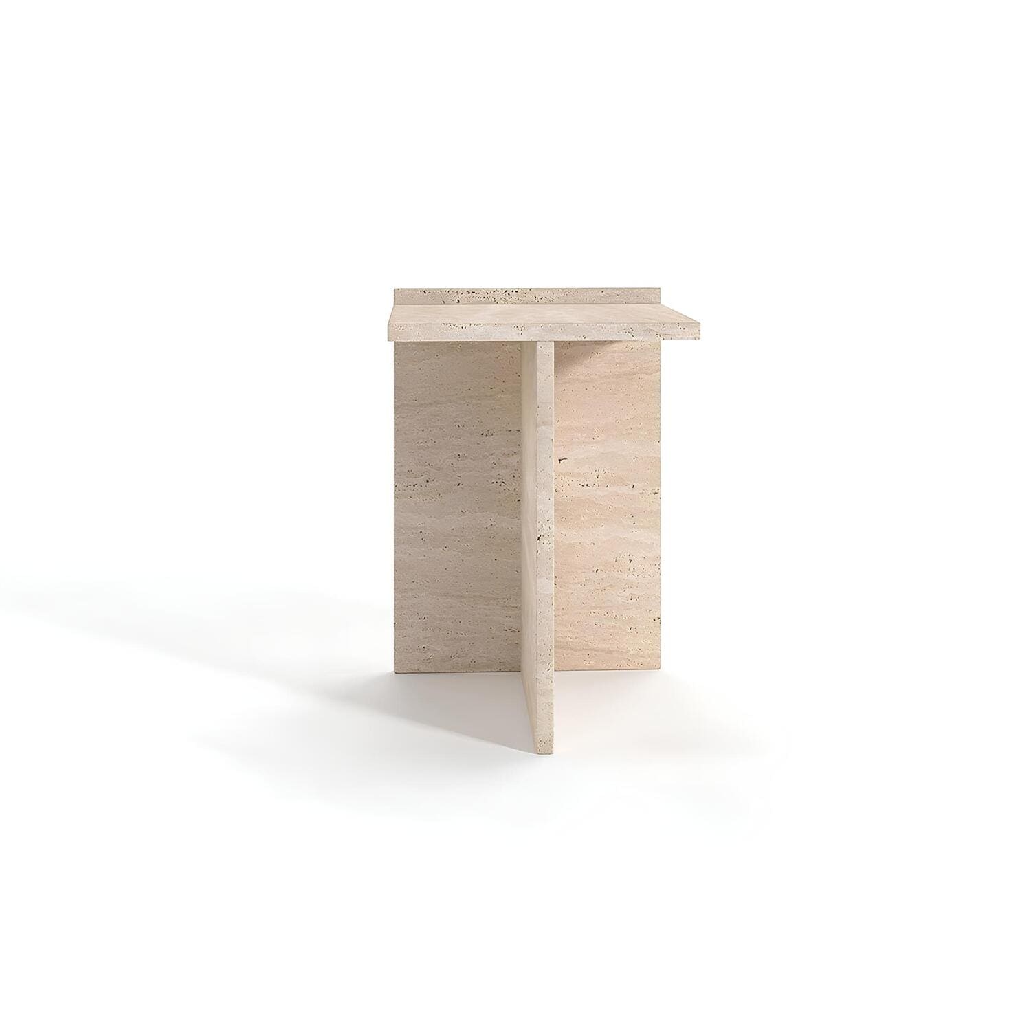 Travertin Bijzettafel met hoekprofiel | Aya 