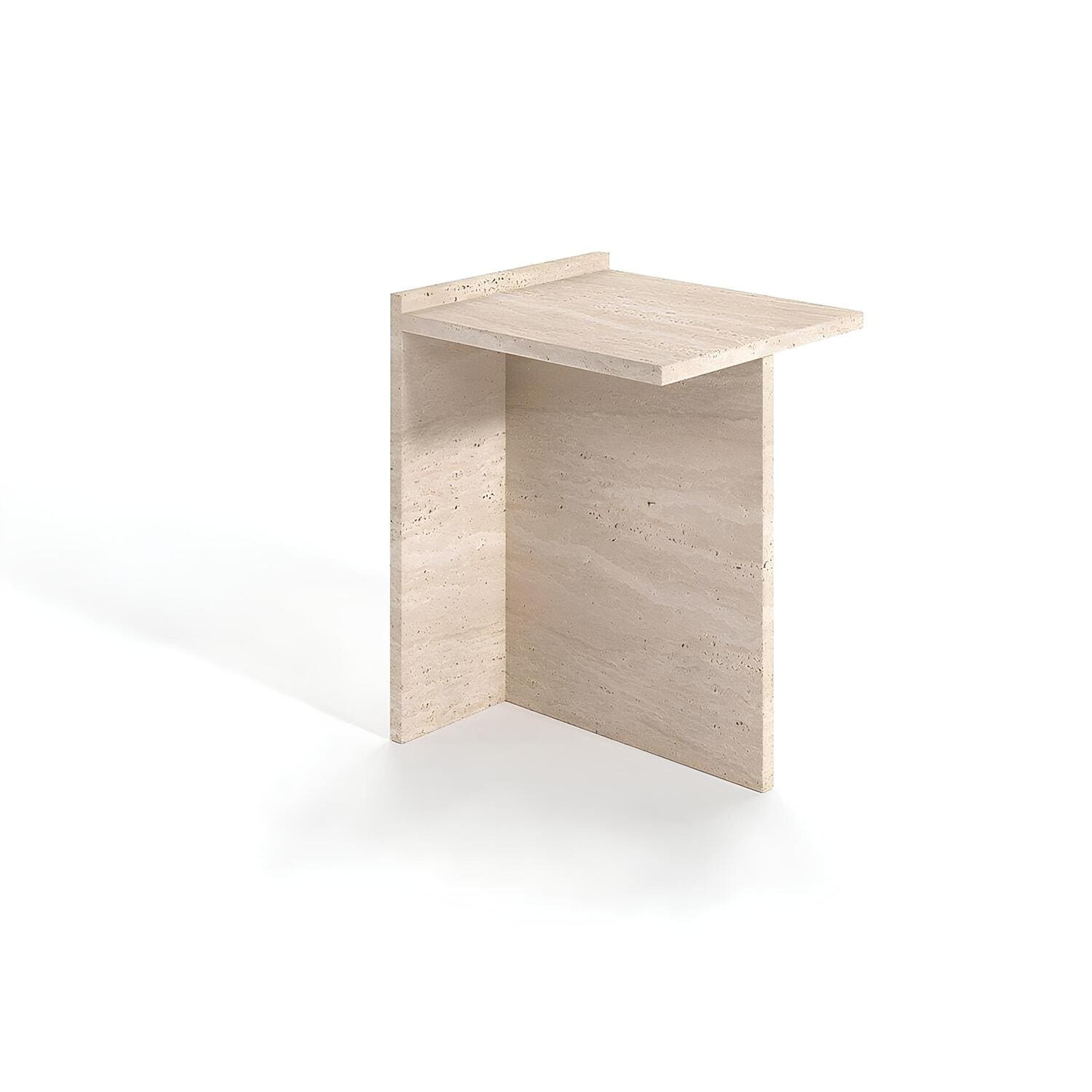 Travertin Bijzettafel met hoekprofiel | Aya 
