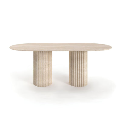 Travertin Eettafel Ovaal Geribbelde Poten | Montreux 