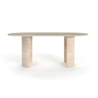 Travertin Eettafel Ovaal Halve Cirkel Poten | Lauterbrunn 
