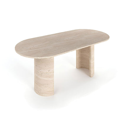 Travertin Eettafel Ovaal Halve Cirkel Poten | Lauterbrunn 