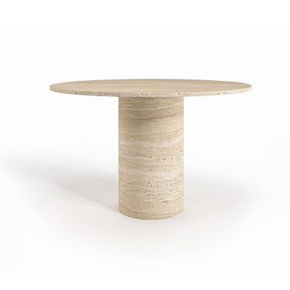 Travertin Eettafel Rond Centrale Poot | Clarun 
