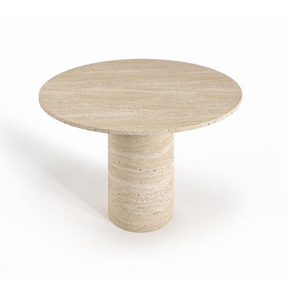 Travertin Eettafel Rond Centrale Poot | Clarun 