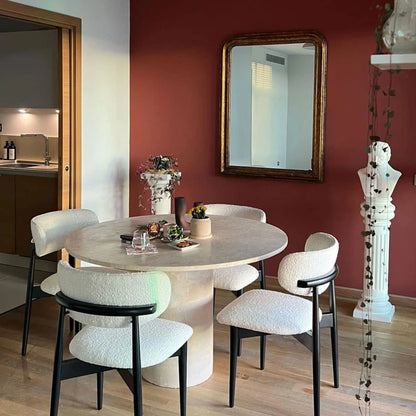 Travertin Eettafel Rond Centrale Poot | Clarun 
