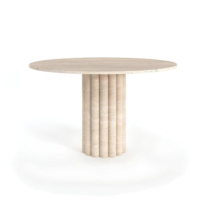 Travertin Eettafel Rond Geribbelde Poot | Ticino 