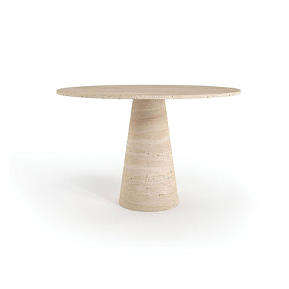 Travertin Eettafel Rond kegelvorm Poot | Lucatrav 