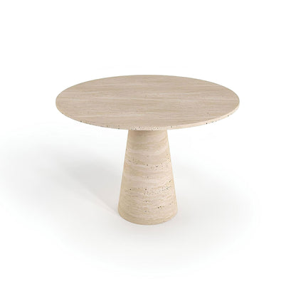 Travertin Eettafel Rond kegelvorm Poot | Lucatrav 