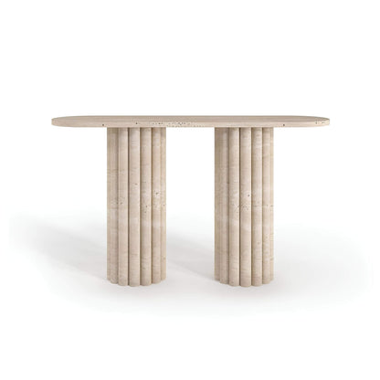 Travertin Wandtafel Twee Geribbelde Zuilen  | Vintra 