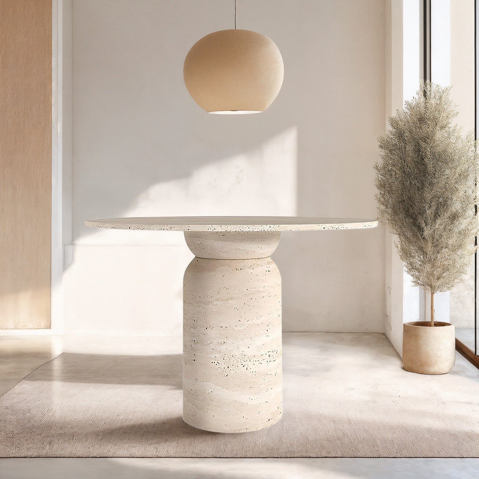 Travertin Eettafel Rond Afgeronde Poot | Brienz