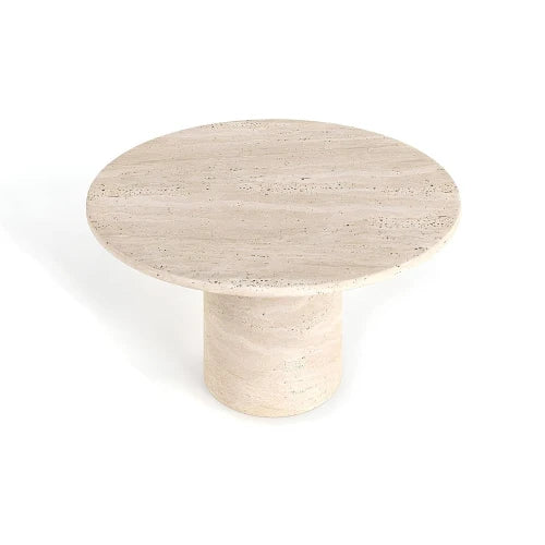 Travertin Salontafel Rond Cilinder Poot | Lenzer