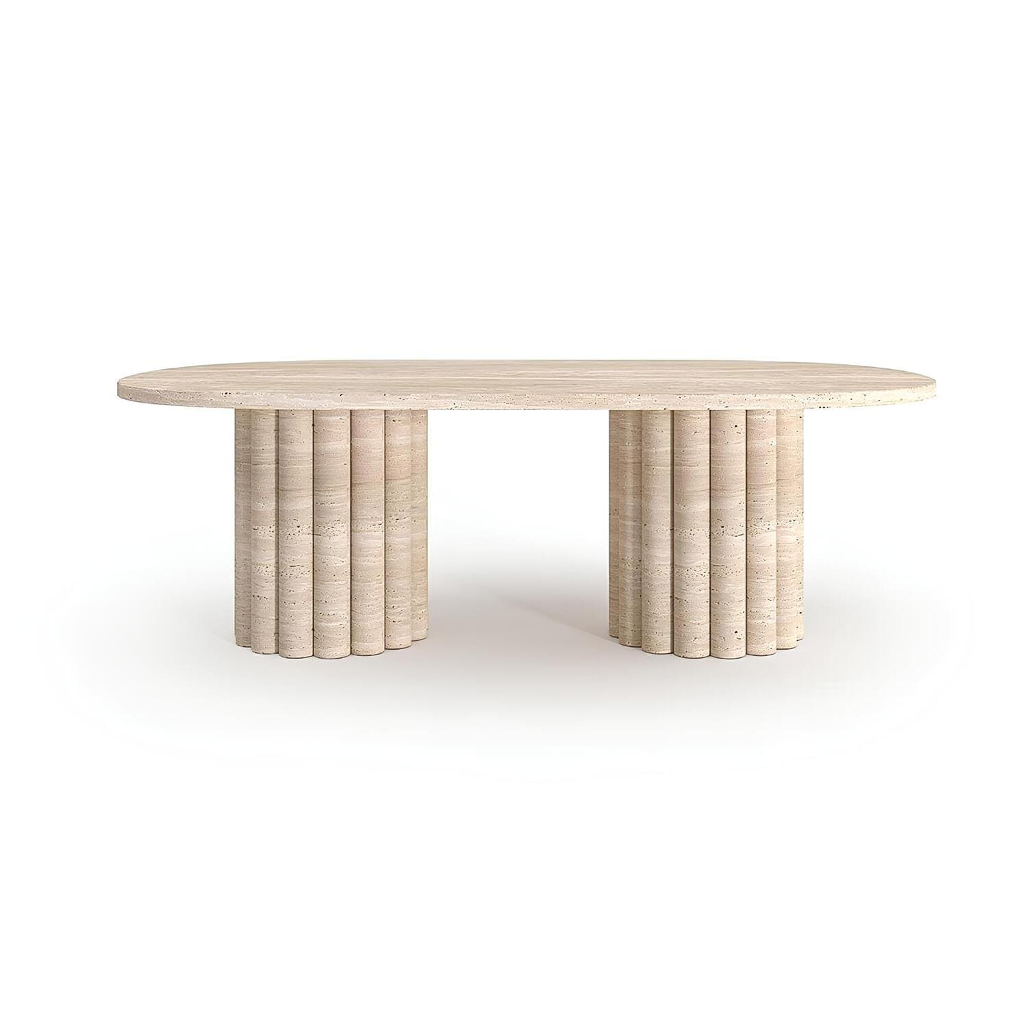travertin Salontafel Ovaal Geribbelde Poten | Cavoux