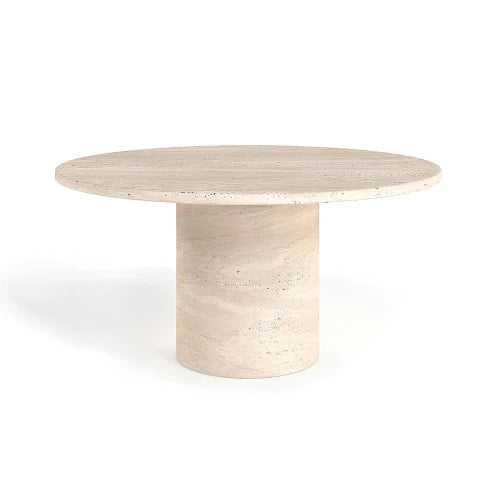 Travertin Salontafel Rond Cilinder Poot | Lenzer