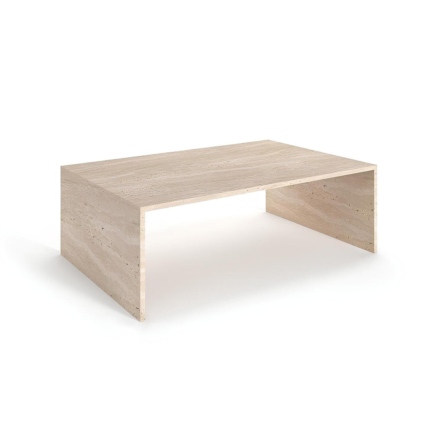 Travertin Salontafel Rechthoekig Minimalistische Poten | Valcura
