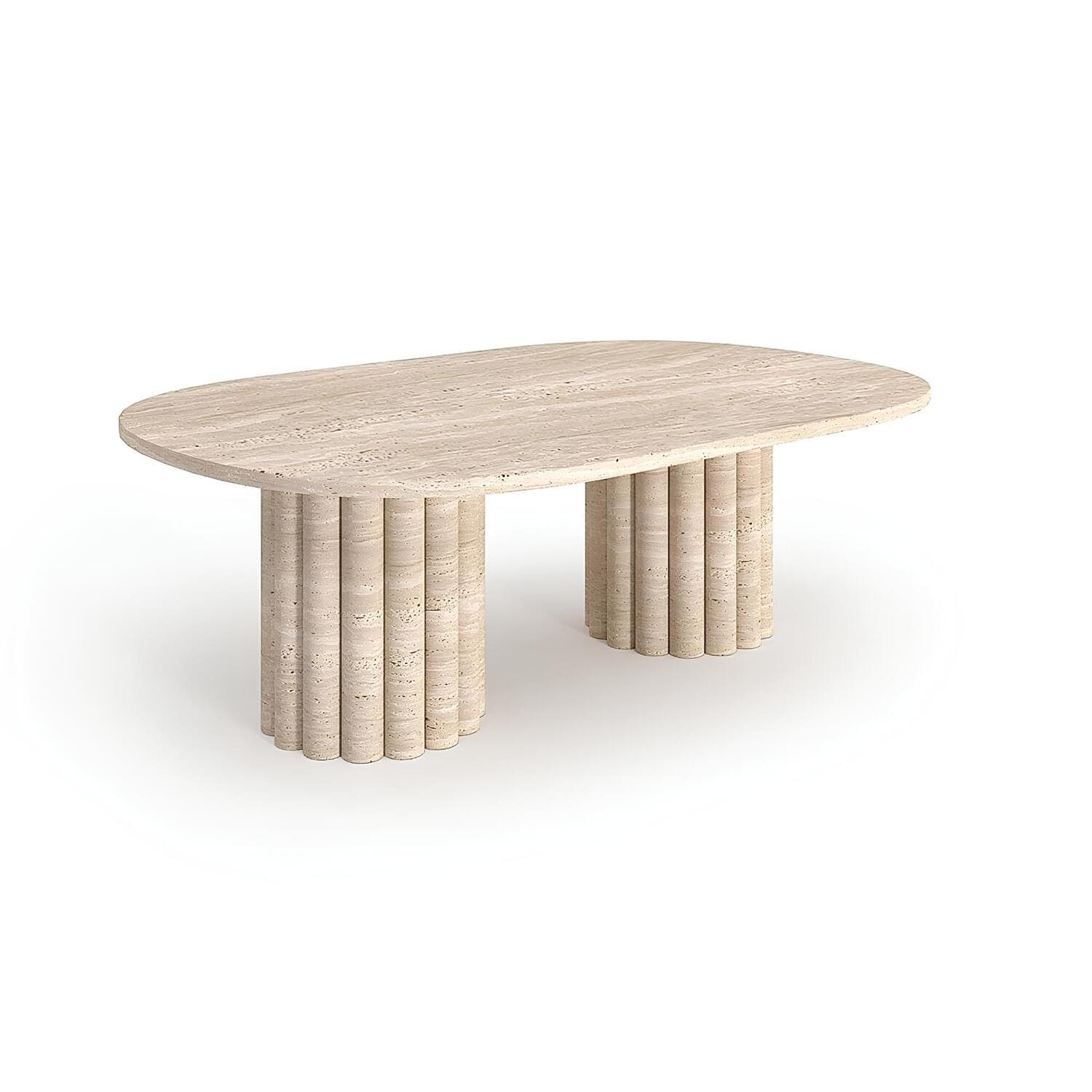 travertin Salontafel Ovaal Geribbelde Poten | Cavoux
