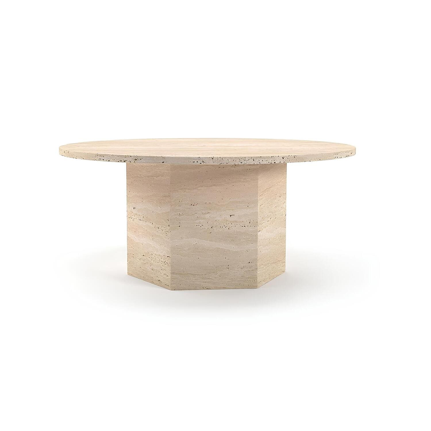 Travertin Salontafel Rond Zeshoekig Poot | Lunet