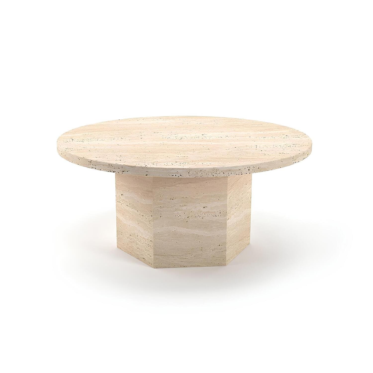 Travertin Salontafel Rond Zeshoekig Poot | Lunet