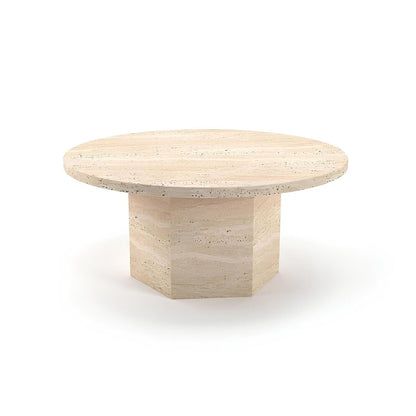 Travertin Salontafel Rond Zeshoekig Poot | Lunet