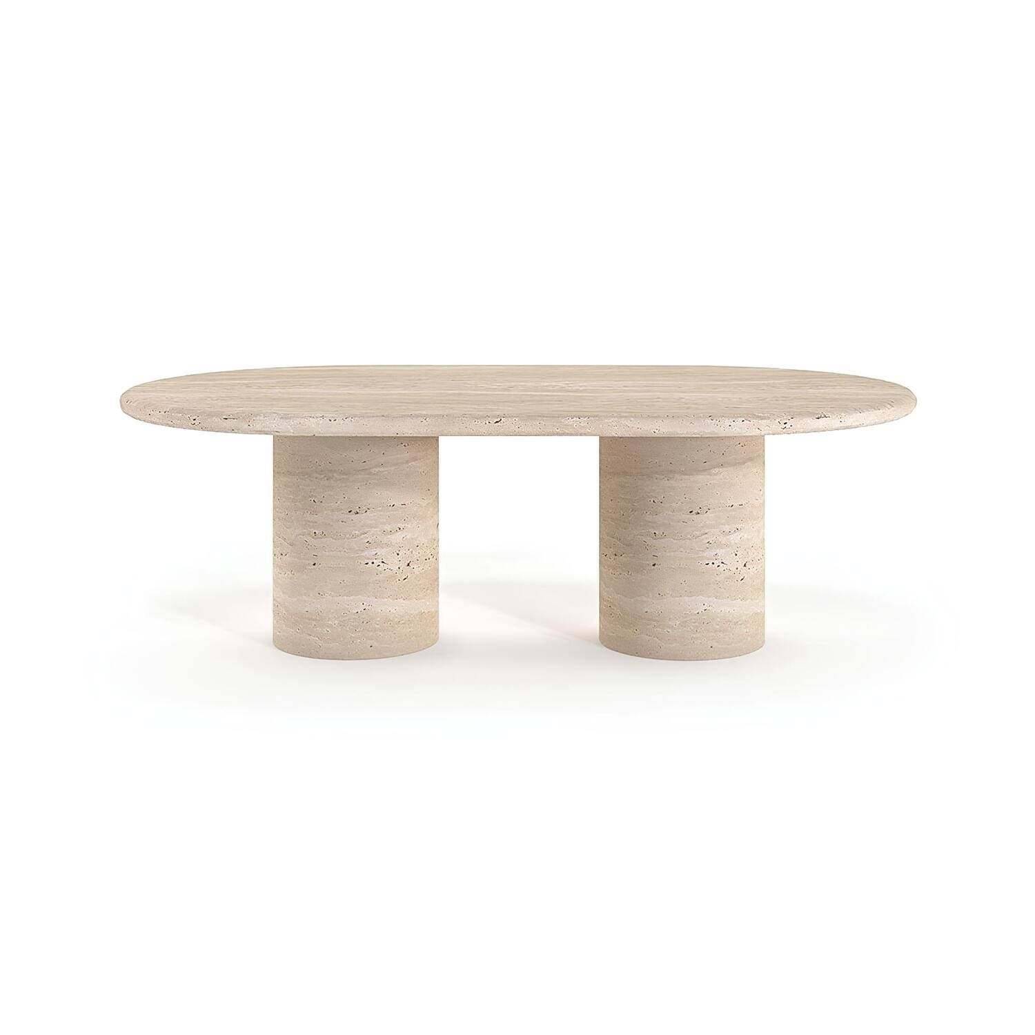 travertin Salontafel Ovaal Twee Cilinder Poten | Calvara