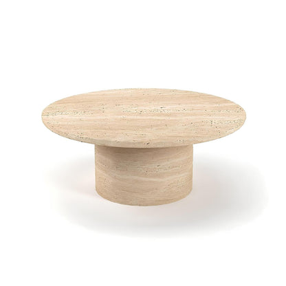 Travertin Salontafel Rond Aflopend Ronde Poot | Maloja